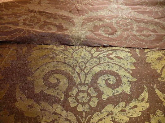 BY Yard 100% Silk Damask Large Stone Paisley "java" Brown Mid Century