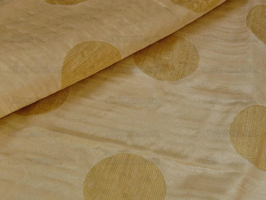 100% Silk Damask Moon In Bamboo "cream" Ecru Beige Gold