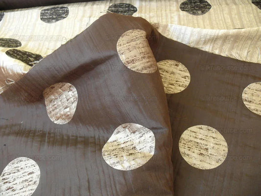 By Yd 100% Silk Damask Moon In Bamboo "moonscape" Black Silver Brown