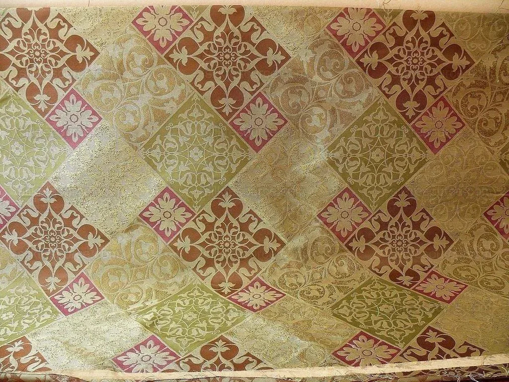 Kravet 100% Silk Lampas Asian Tile "branch" Tan MSRP USD 216/Y