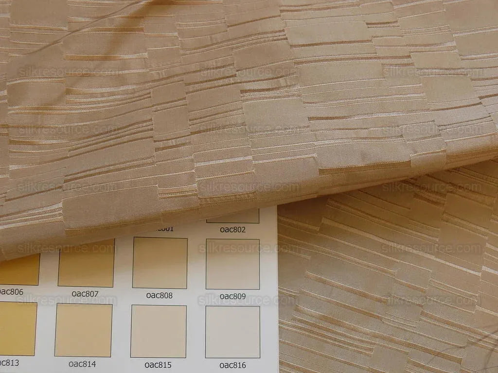 100% Silk Jacquard Staggered Stripe Texture "linen" Khaki MSRP USD258/y