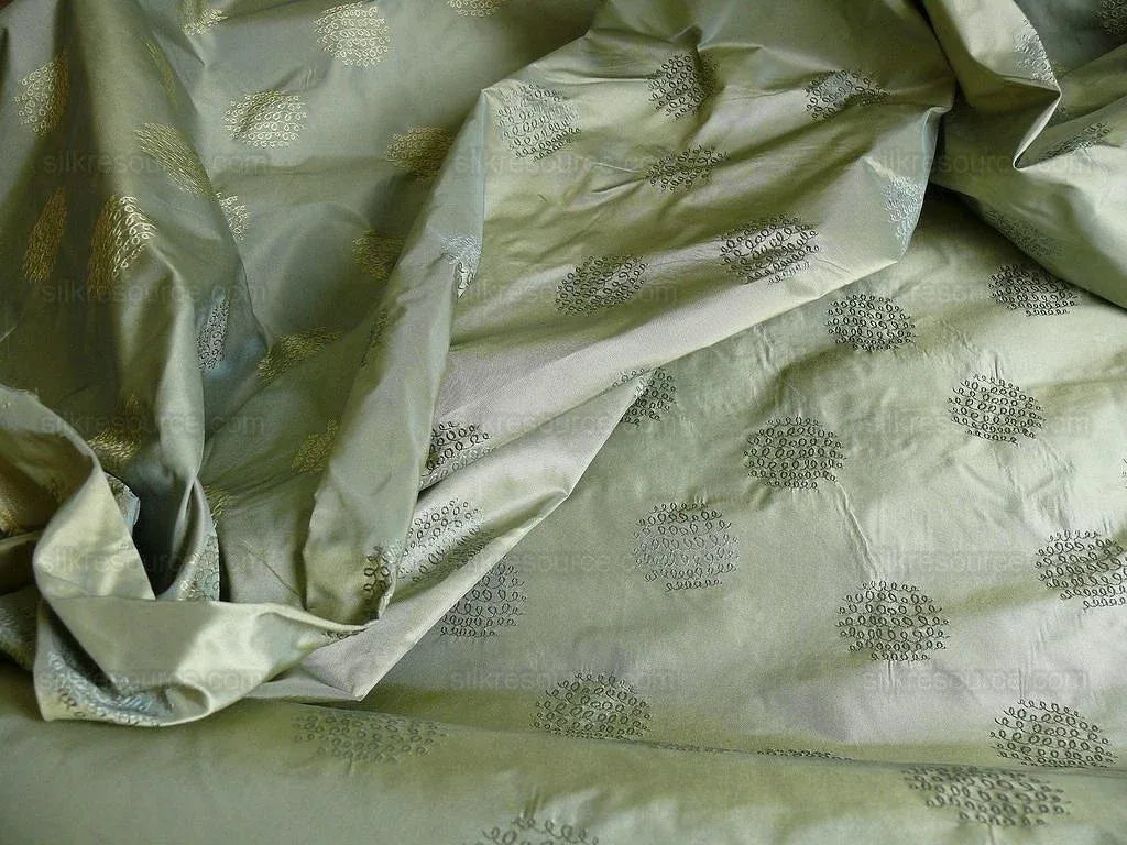 Bty 100% Silk Damask Loop Doodle "Mint" Blue Green Gold MSRP USD 200+/Y