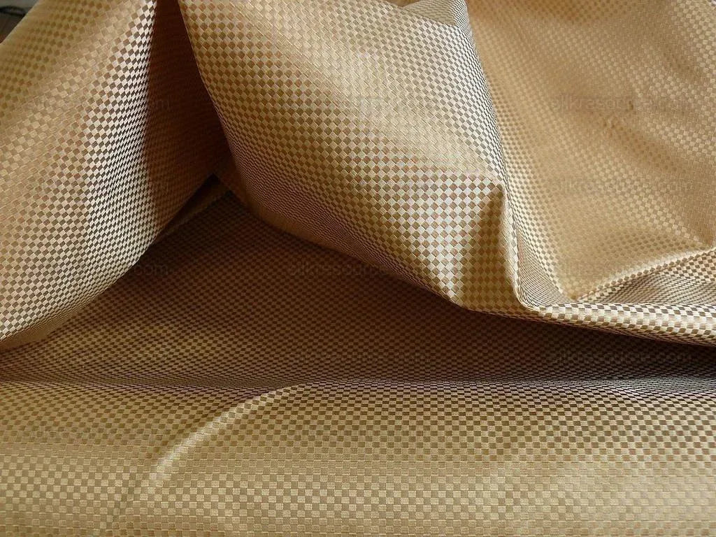 High End 100% Silk Mini Check "blond" Gold Heavy! MSRP USD275/Y