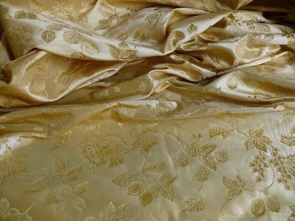 100%silk Damask Summer Berry "wheat" Gold Nimbus Art Nouveau William Morris