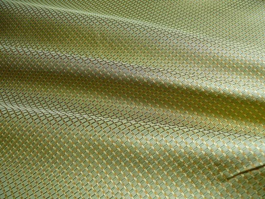 100% Silk Jacquard Dashed Square Texture "arcadia" Green Plaid