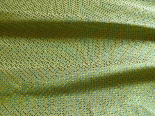 100% Silk Jacquard Dashed Square Texture "emerald" Green Plaid