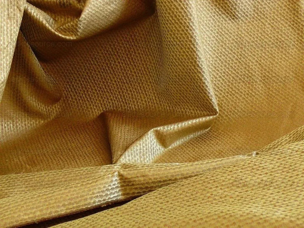 By Yard 100% Silk Jacquard Modern Square "chestnut" Raffia Metallic Brown Gold Copper
