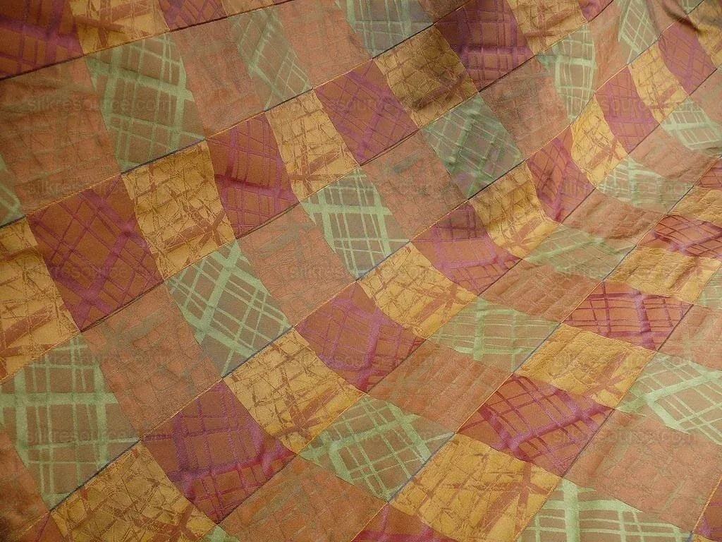 100% Silk Jacquard Mirror Square "jewel" Gold Red Green MSRP USD 230/y