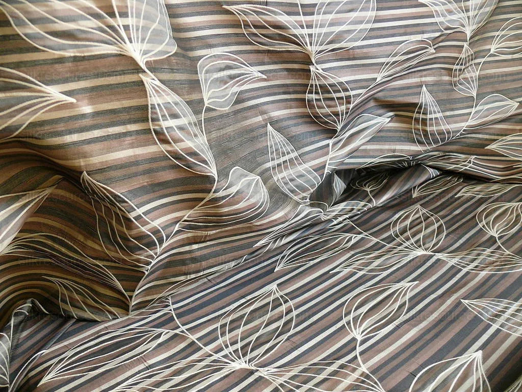 Beacon Hill 100% Silk Lampas Modern Vine "silver" Black MSRP USD200+/y