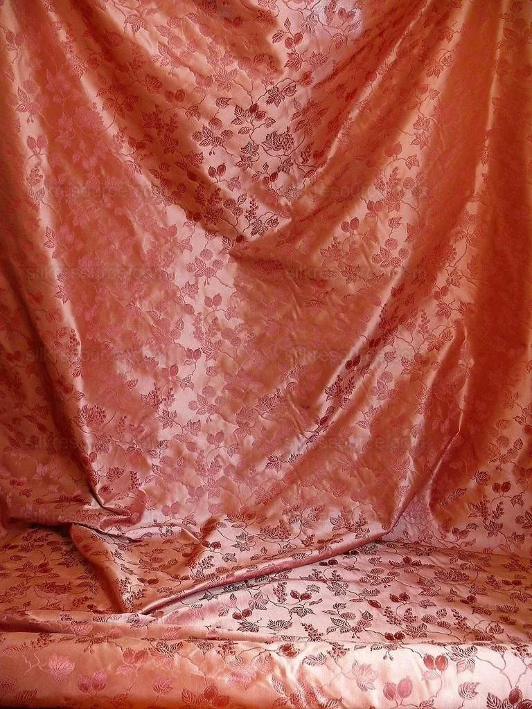 by yard 100%silk Damask Summer Berry "ash Rose" Red Antique Rose Pink Nimbus Art Nouveau William Morris