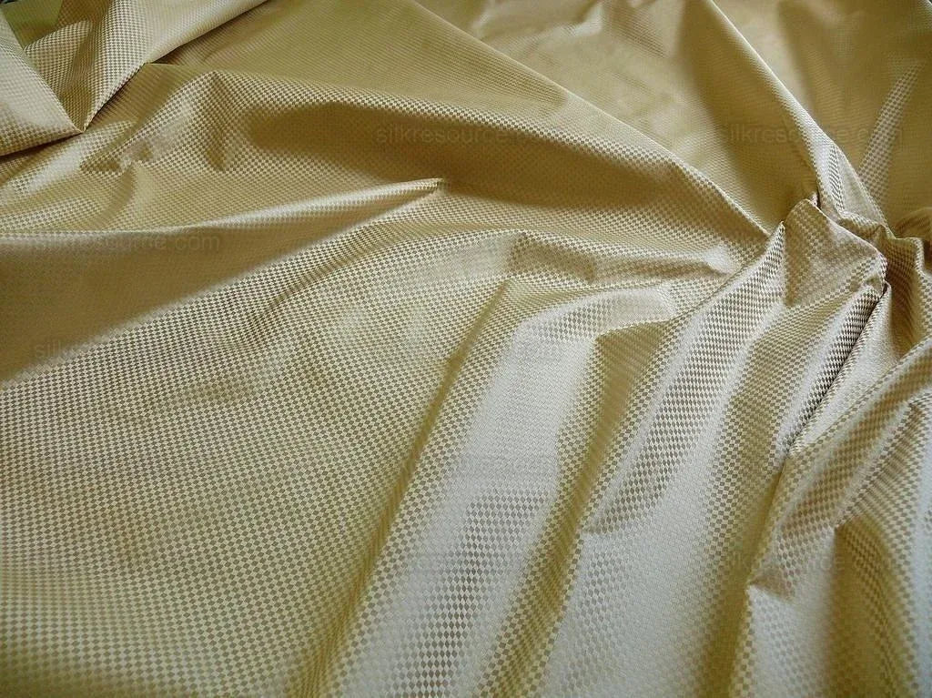 High End 100% Silk Mini Check "flax" Gold Heavy! MSRP USD275/Y