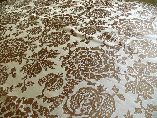 bty 100% Silk Lampas Papercut Tree Of Life Pom "Nugget" Light Gold