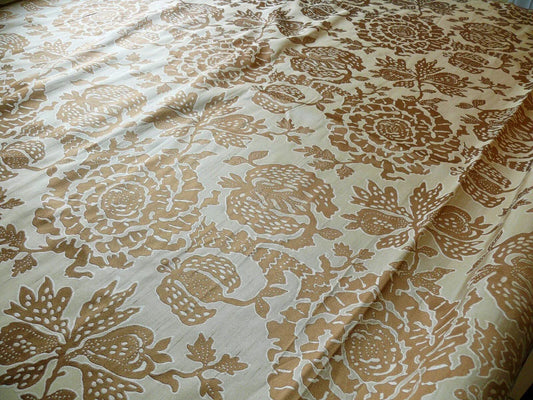 bty 100% Silk Lampas Papercut Tree Of Life Pom "Nugget" Light Gold