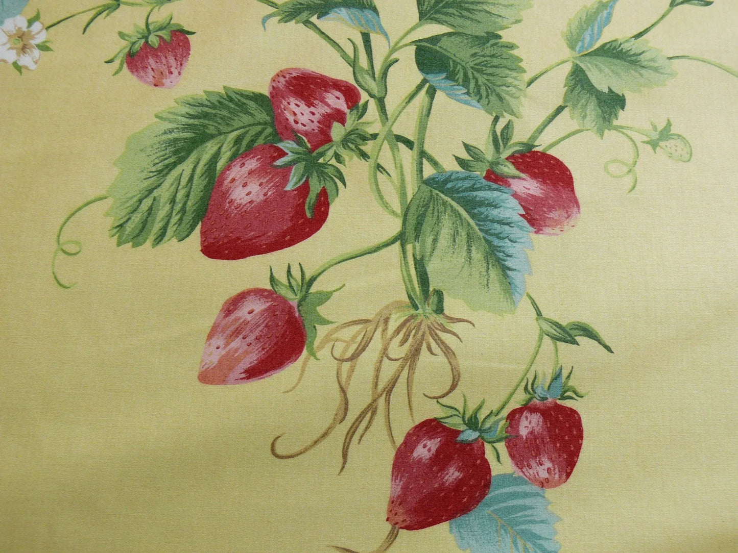 Stroheim & Romann Louisa Strawberry Print Butter Yellow Pink Red Delicious Delicate