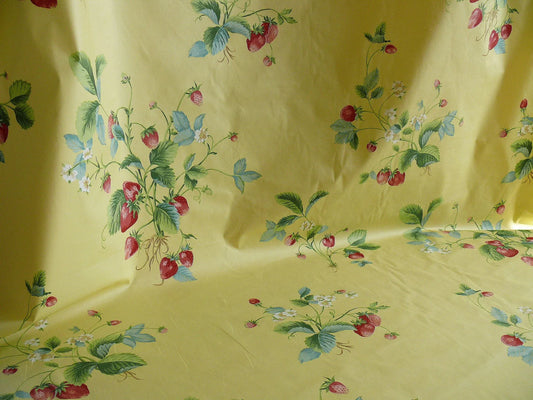 Stroheim & Romann Louisa Strawberry Print Butter Yellow Pink Red Delicious Delicate