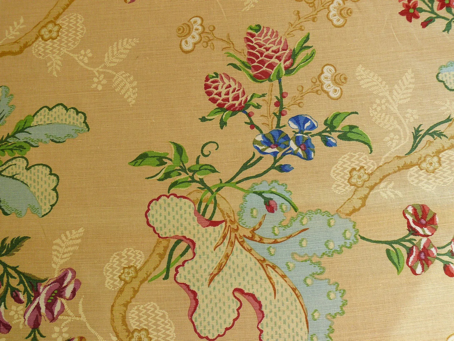 By Yard Brunschwig & Fils Fabriano Pine Cone Print Light Butter Yellow Linen Print