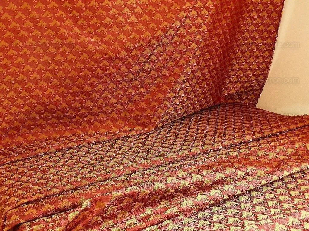 Wow! Silk Lampas Rich Carbernet Gold Petite Lace Fleur