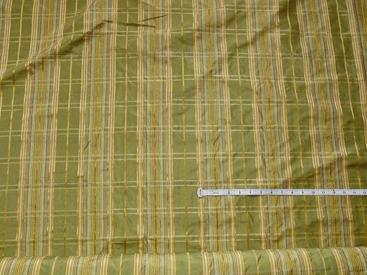 Kravet Couture 100% Silk Plaid Taffeta Satin Stripe Green "Peridot" Gold Plaid jacquard