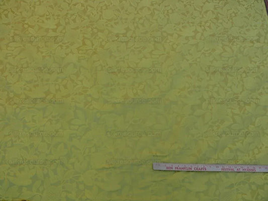 by yard 100% Silk Swallow Damask Arts & Crafts Bird Flower Pure Gold Yellow Art Nouveau