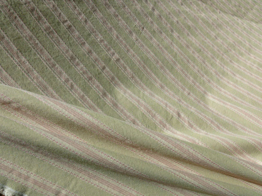 By Yd Designer Modesto Muted Green & Pink Stripe Textured Cotton, 1054