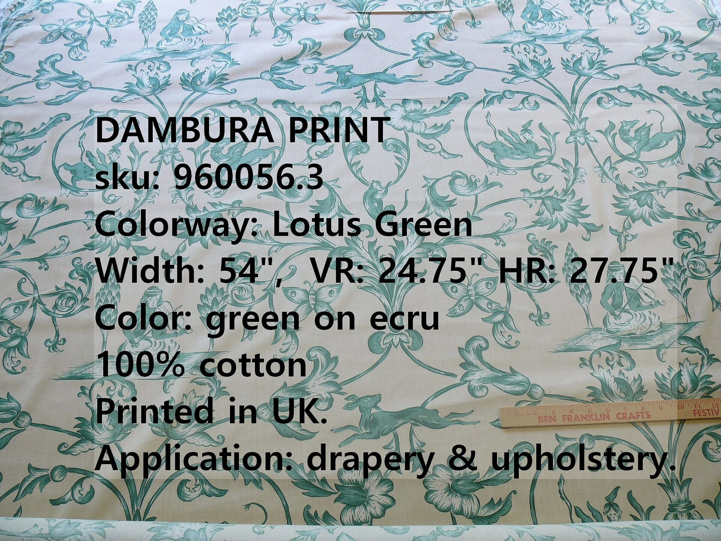 By yd Lee Jofa Dambura Print Monkey Griffin Lotus Green Deer Music Toile Cotton Chintz