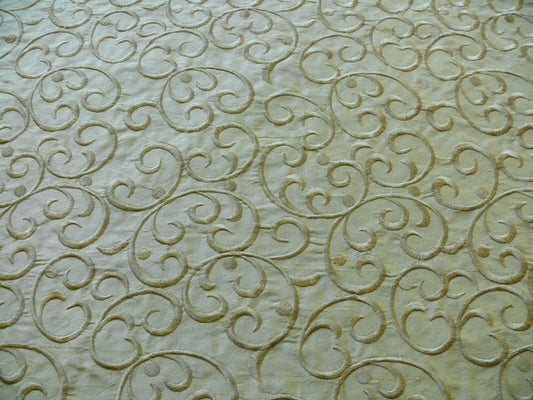 by yard Pindler & Pindler Silk Embroidery Scroll Olive Green MSRP USD200+/y