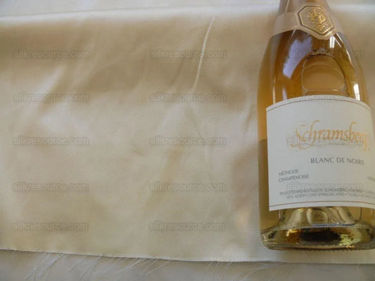 Clarence House Monceau Satin 100% Silk Double-faced Duchess Satin WHITE & CREAM Snow White CHAMPAGNE