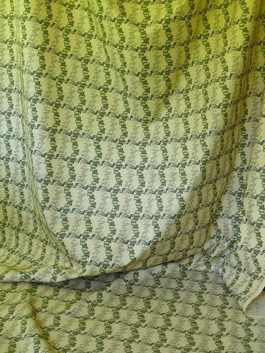Clarence House Rubans Fleury Cotton Print Green On Natural Toile Country By Yard
