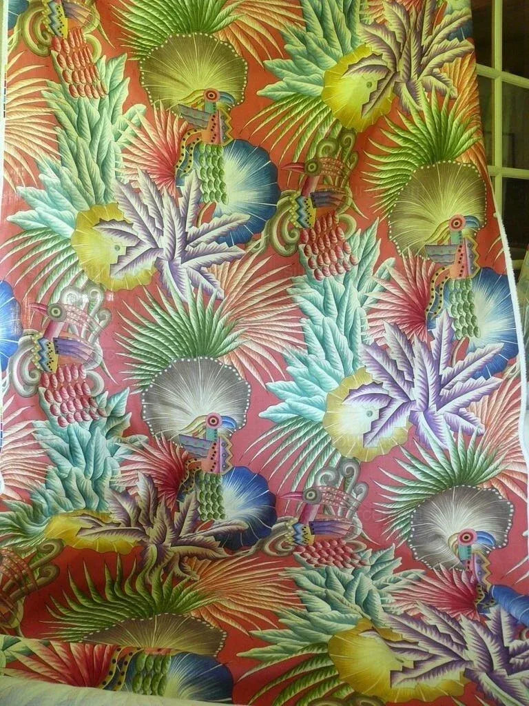 Clarence House Mala Mala Linen Print Multi Color On Red Bty