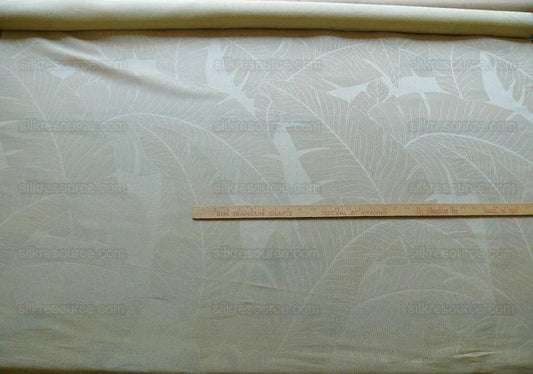 Kravet 100% Silk Sheer jacquard Organza Palm Leaves Banana Foliage Light Beige Palest Celery 3yards