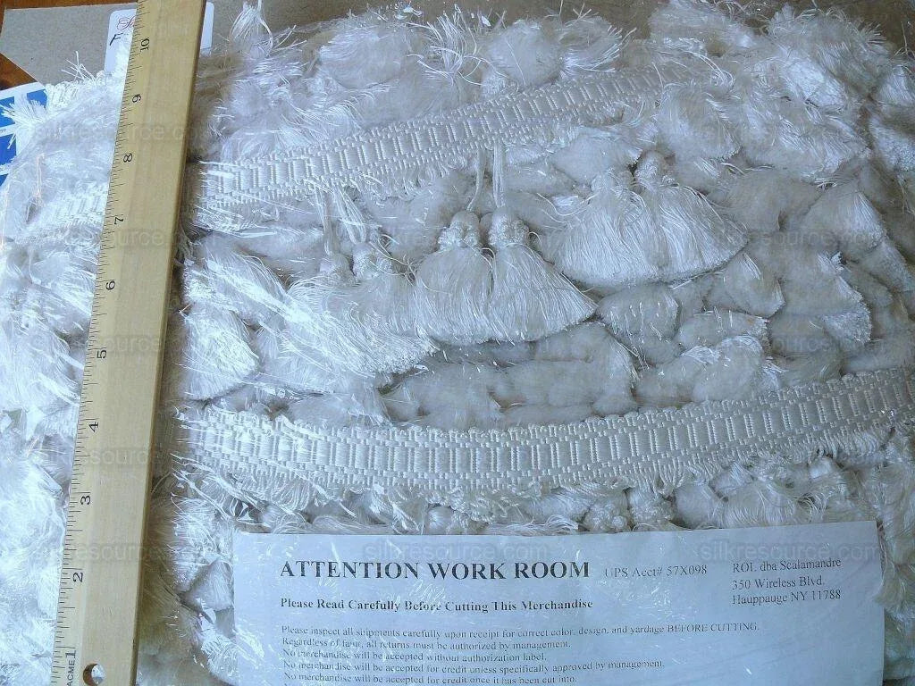 Scalamandre 100% Silk Tassel Fringe Trim Snow White MSRP USD 259/Y Bty