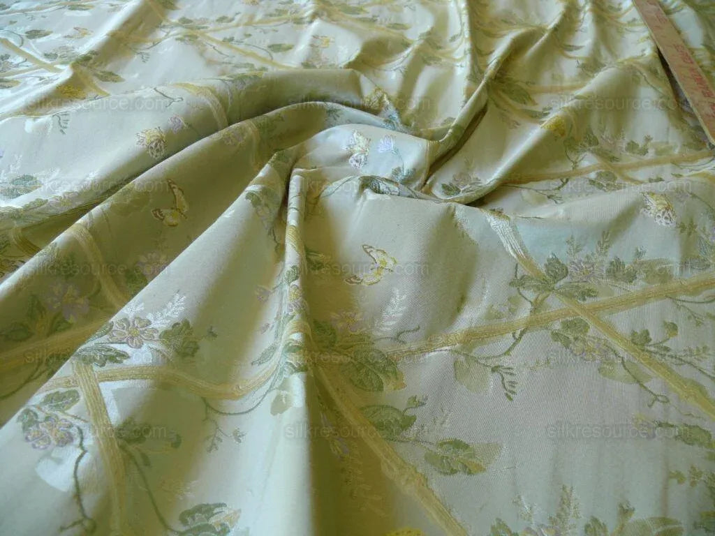 Scalamandre Butterfly & Trellis Lt Yellow Green Lt Lavender Gold MSRP USD 619/Y