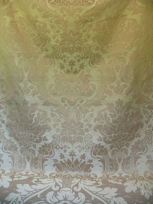 by yard Schumacher "julia" Italy Silk Lampas Ren Baby Green and griege MSRP US300+