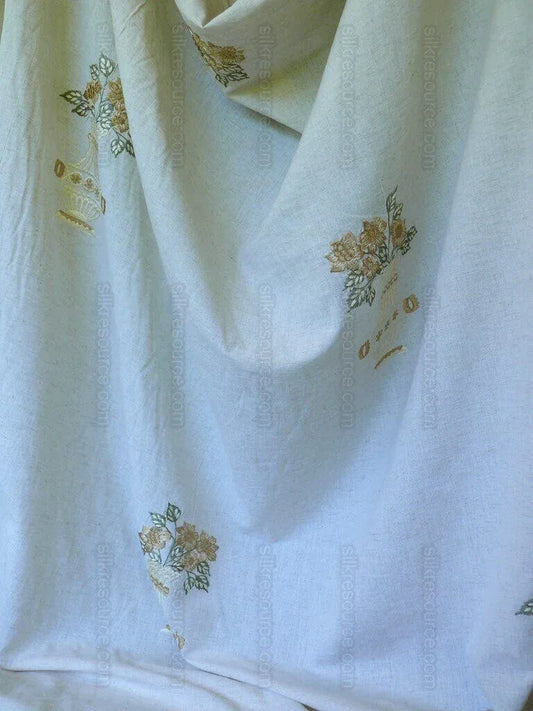 Fabricut Quilvio Embrd Linen/cotton Marigold Yellow On Nat Bty