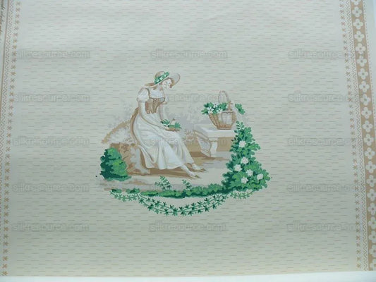 Scalamandre Pasture Girl Green On White Single Roll