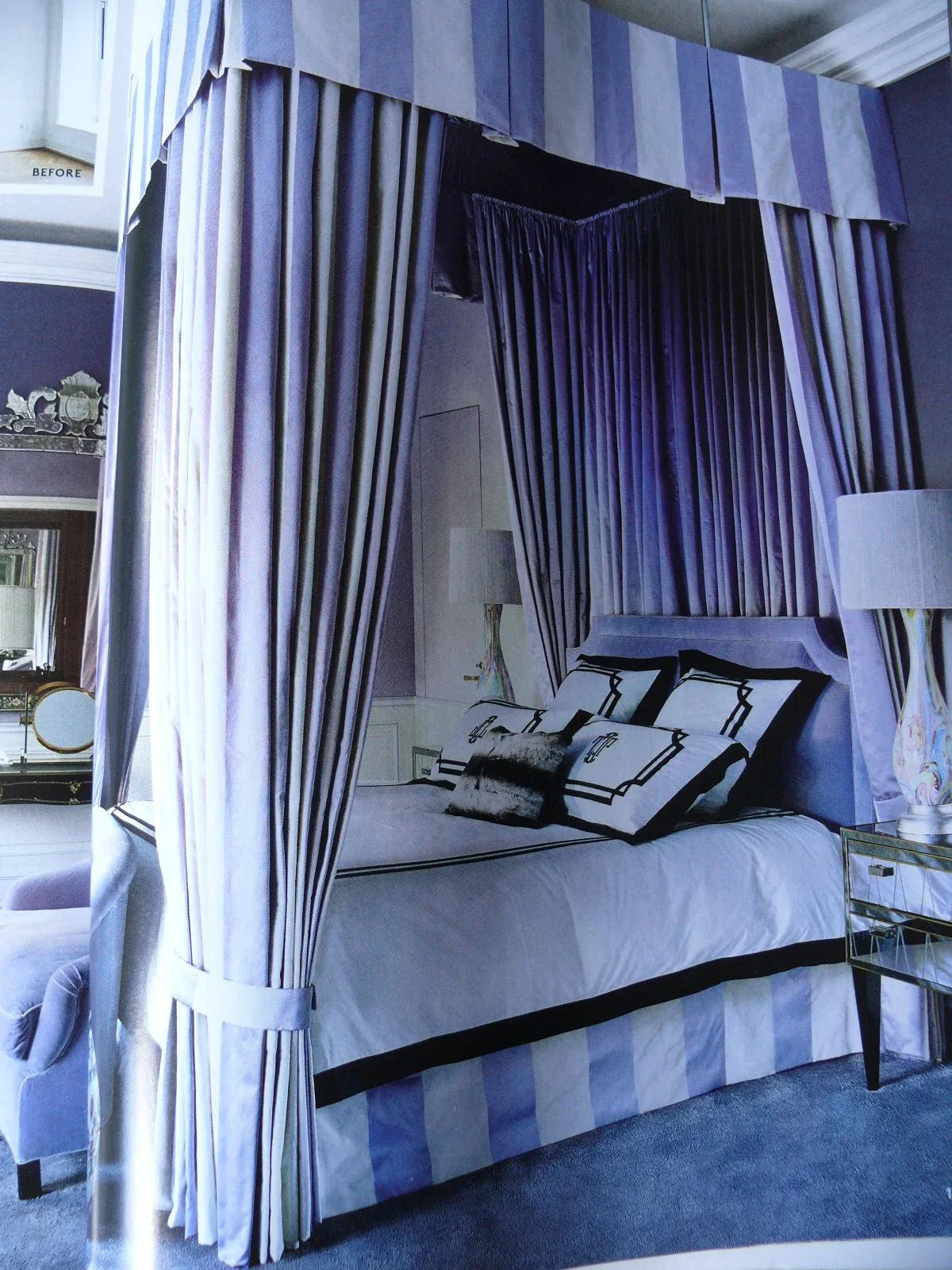 Scalamandre "domenico Stripe" 100% Silk Taffeta Blue Beige Taupe Cream Bty