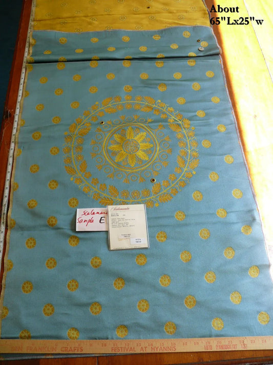 Scalamandre Neoclassical "Medallion" Gold on Federal Blue 97274-001 Silk Lampas MSRP$1000+Y E66)