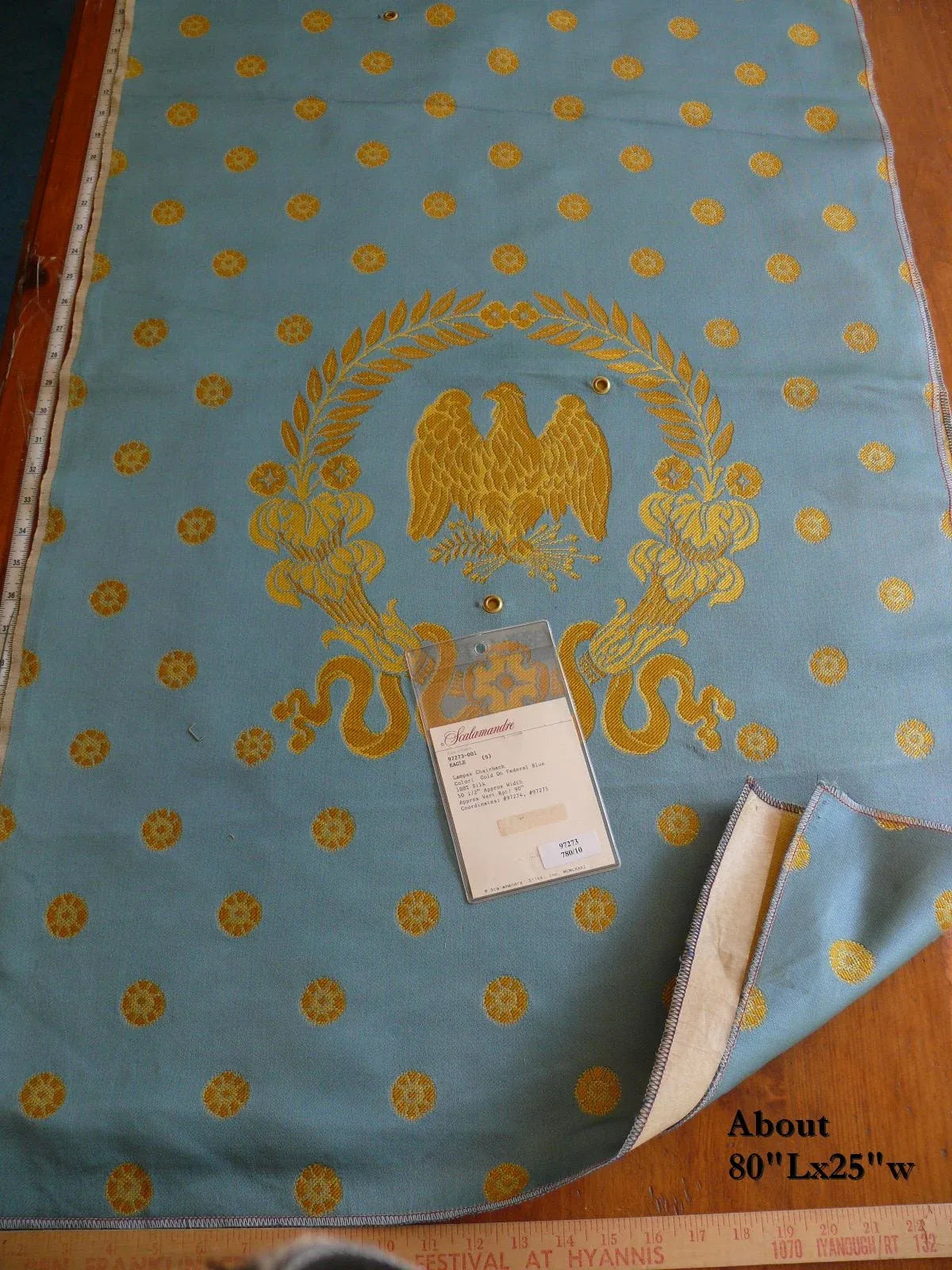 Scalamandre Neoclassical "Eagle" Gold on Federal Blue 97273-001 Silk Lampas MSRP$1000+Y E67