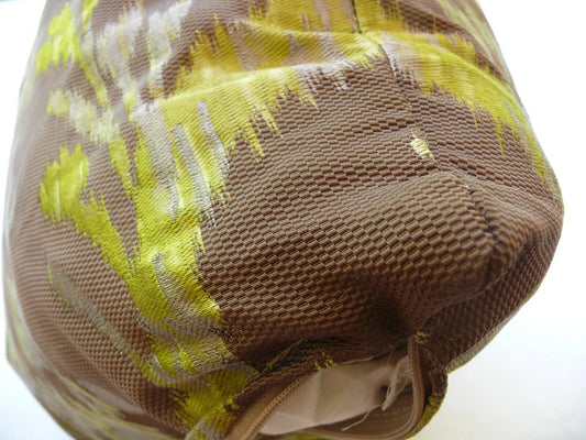 OLD WORLD WEAVER VISBY 100%SILK LAMPAS BROWN & LIME GREEN PILLOW 18X18" #1506