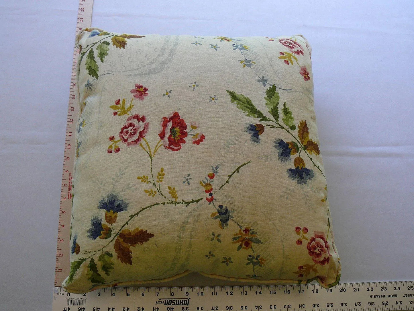 SCALAMANDRE DESIGNER PILLOW 18x18" BIG! PRINTED LINEN FLORAL