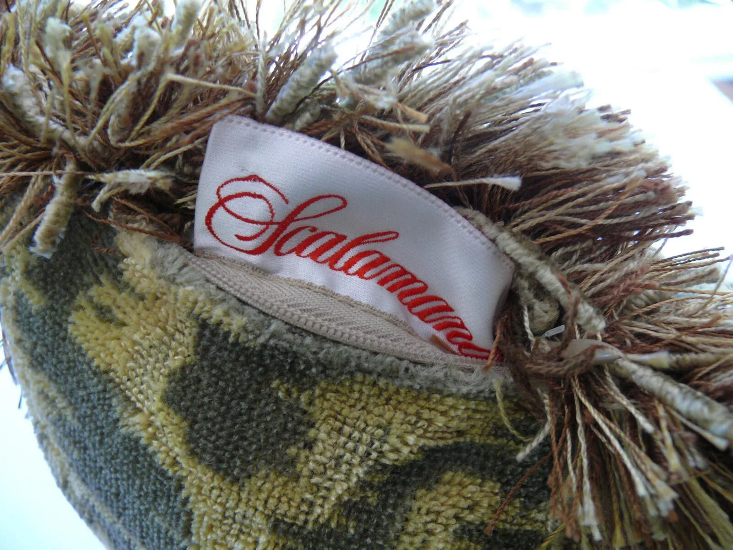 Scalamandre Pillow 21x21" Aquarius Cut Velvet Linen Moss Green MSRP USD 500