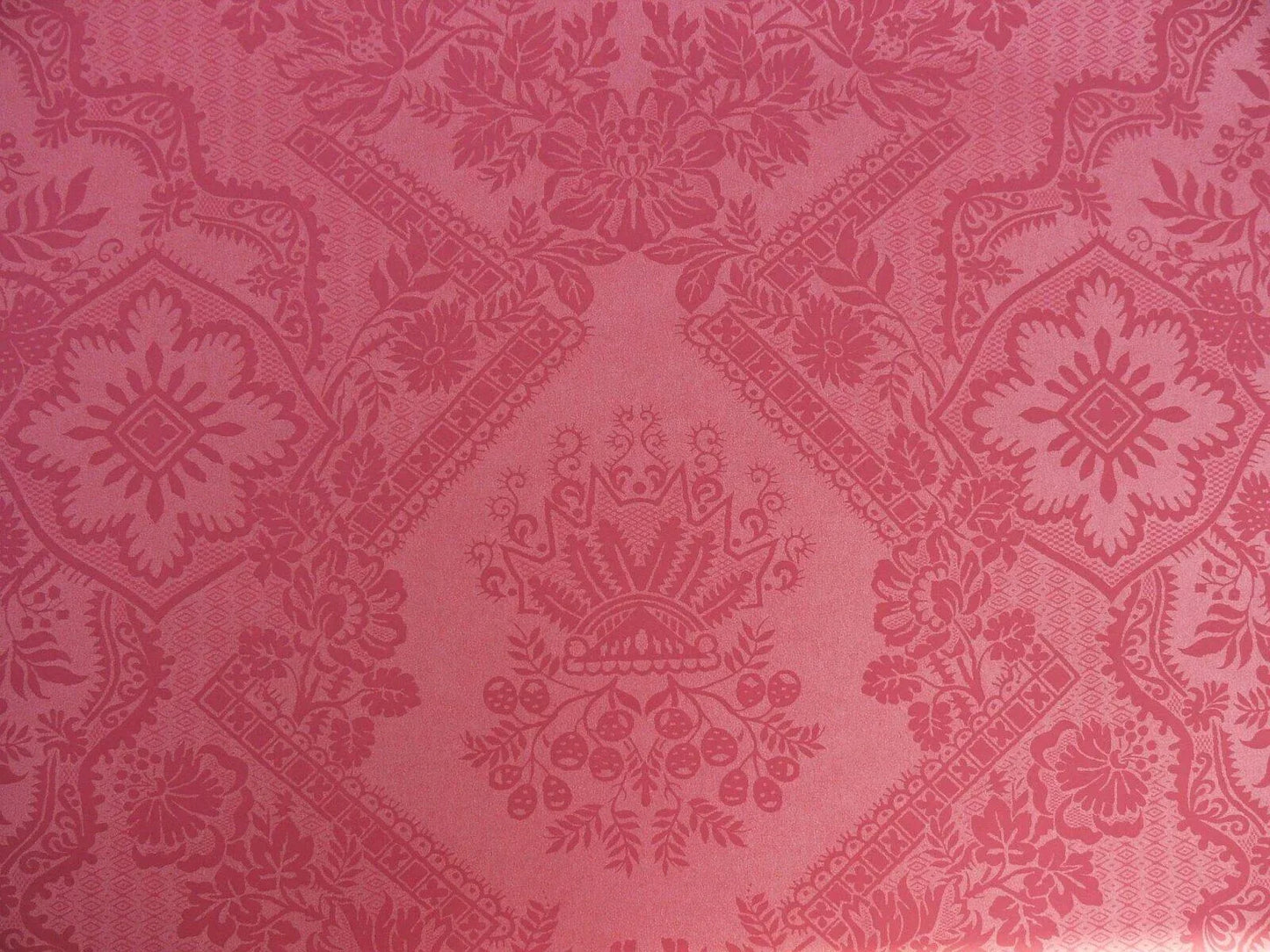 High End Wallpaper 5y Single Roll Scalamandre Lace Damask Wallpaper Red Pink Coral Renaissance Flower MSRP USD 104/Single Roll