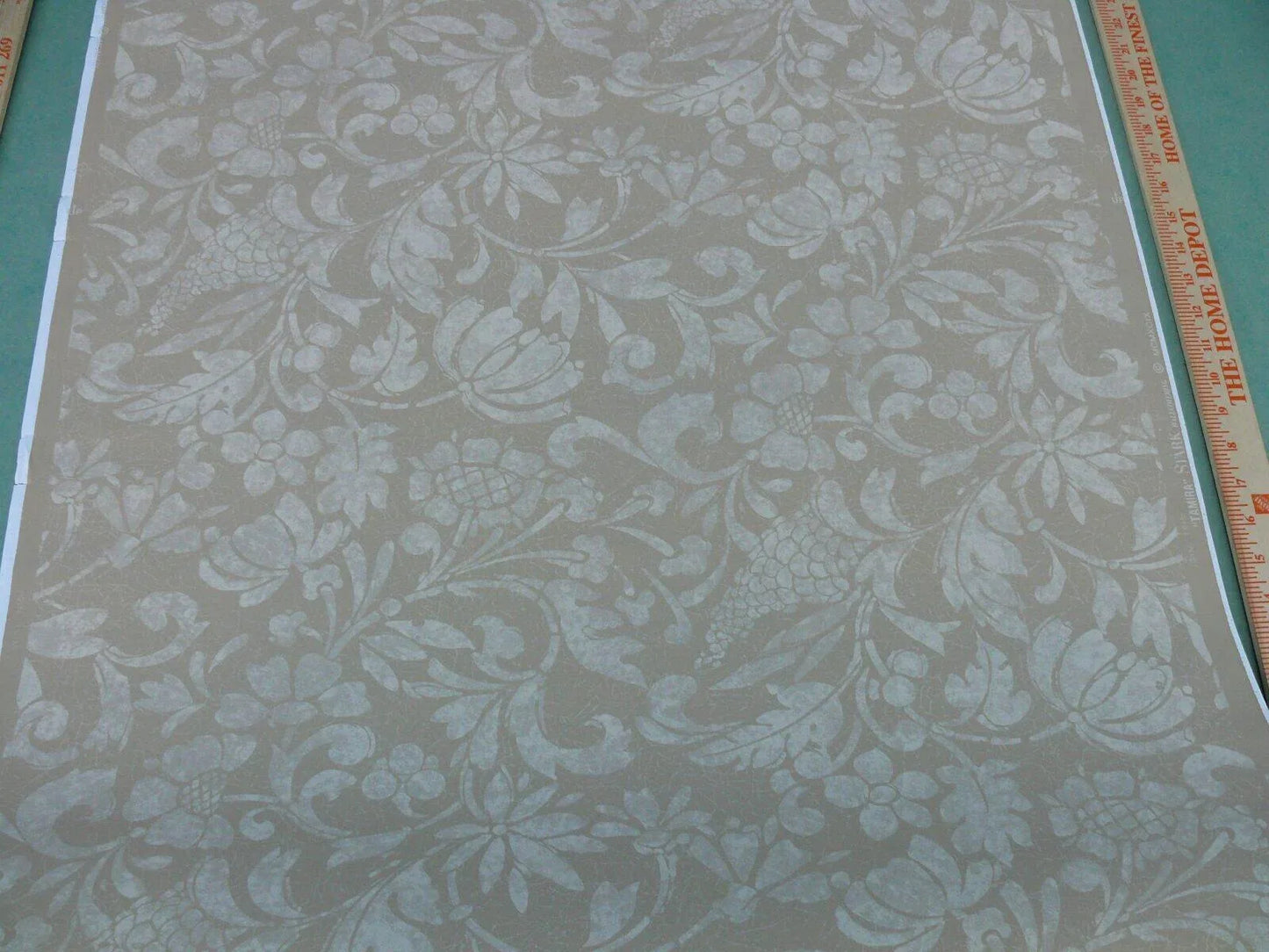 High End Wallpaper Scalamandre Tamira Fresco Crewel Sunflower Grapes Rose Artichoke Tan MSRP USD 88/single Roll Old World Weavers