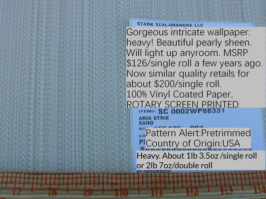 Scalamandre Aria Strie Wallpaper - Sand Tan Light Gold