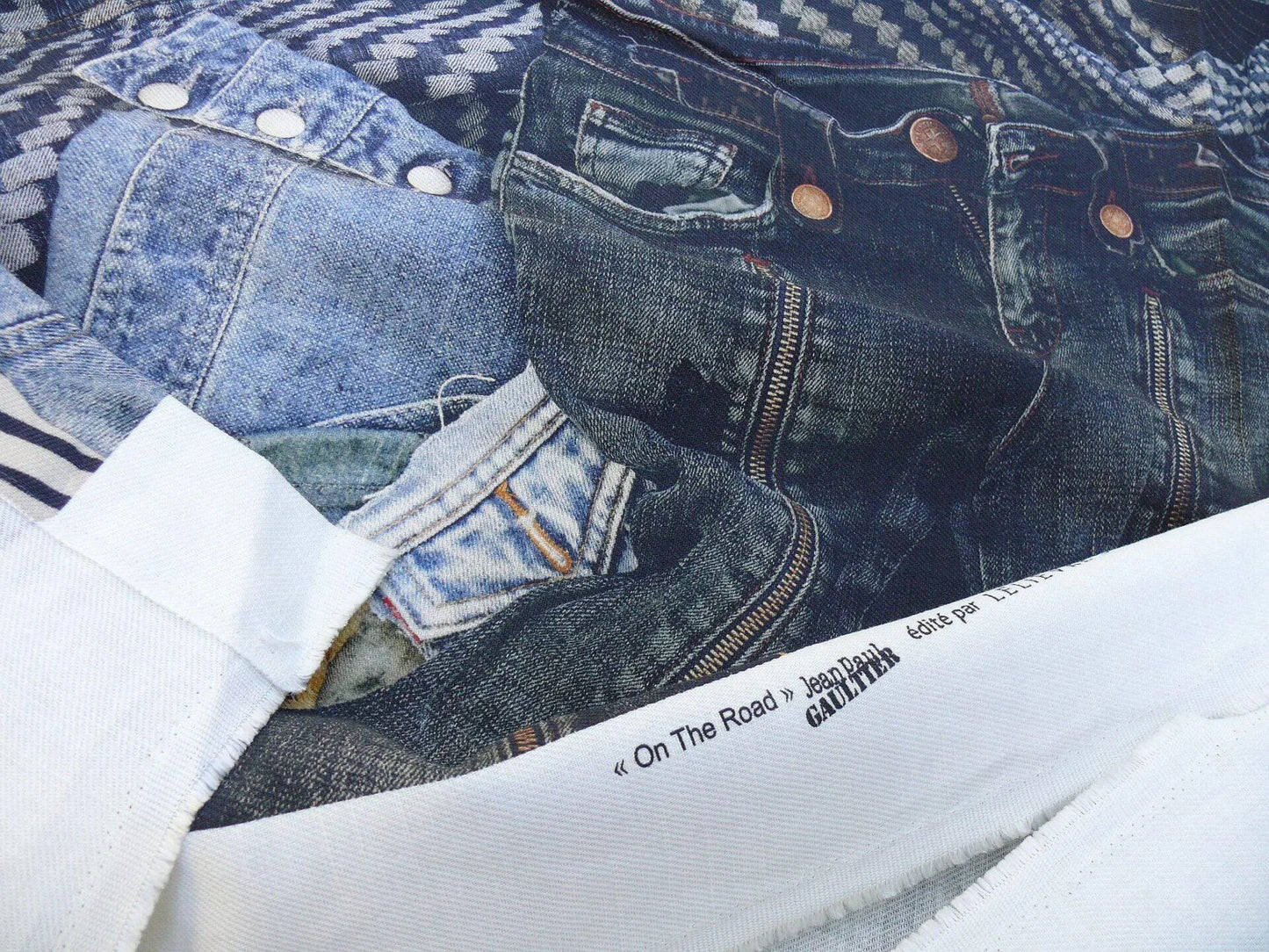 3d 2.4yds Scalamandre Lelievre Square Rp$447/y Jean Paul Gaultier On The Road 1960's Indigo Blue