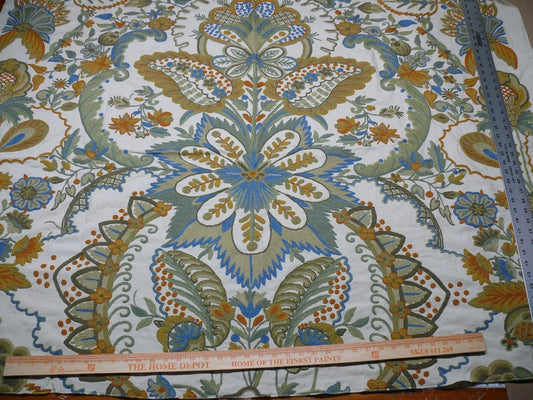 Scalamandre Magnificent Lalita Crewel Antique Wool Rose Flower Black MSRP USD540/Y