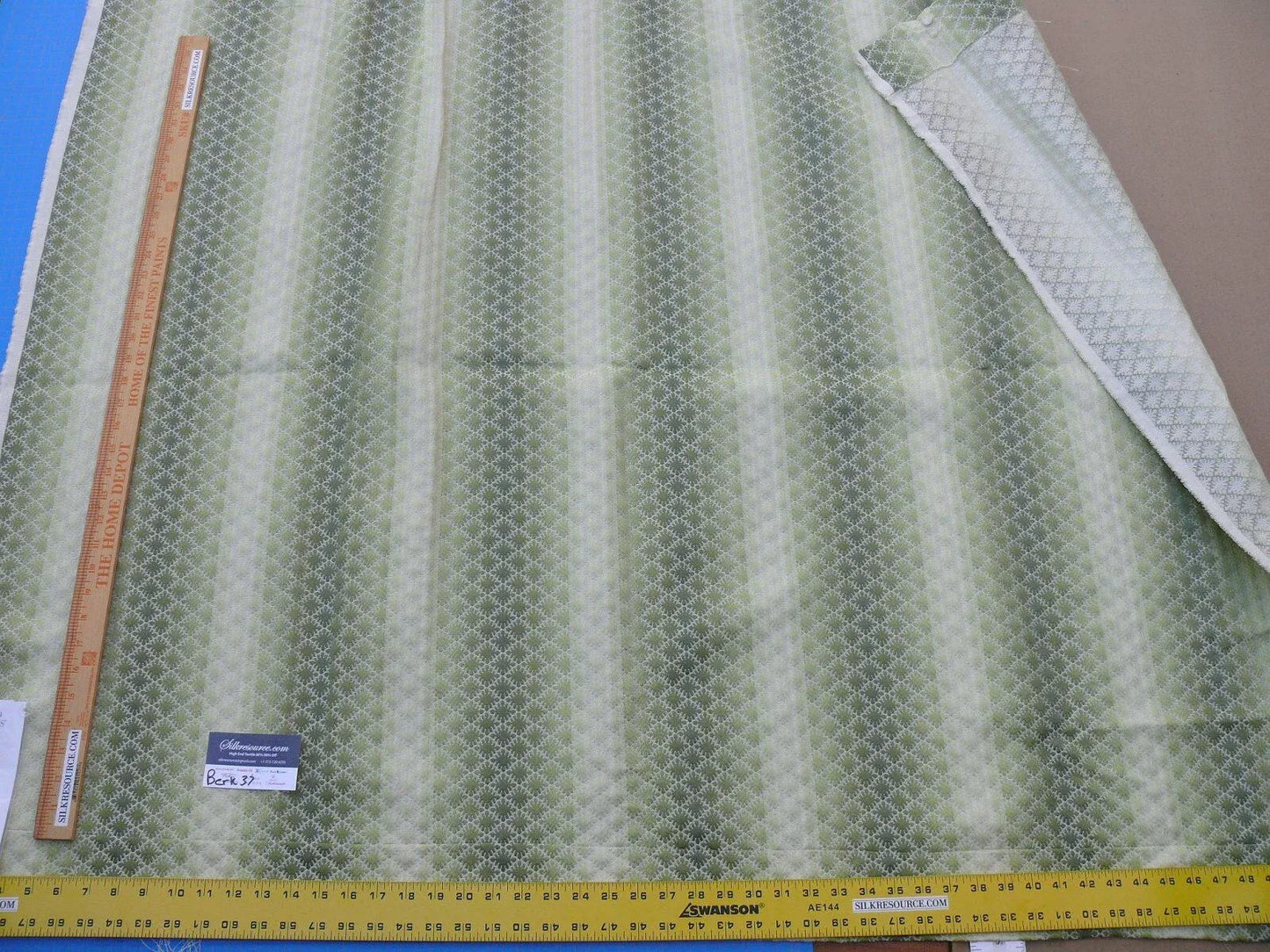 10 Berkbox37 Length Scalamandre Pisana Leaf Green Woven Daisy Ombre Stripe 1.2y MSRP USD 404/Y
