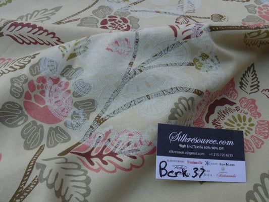 12 Berkbox37 Length Scalamandre Chester Square Rose Pink Cotton Print 2.4y MSRP USD 190/Y