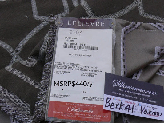 4 Berkbox41 Scalamandre Length Camondo Etain Gray White 2.4yard MSRP USD 440/yard