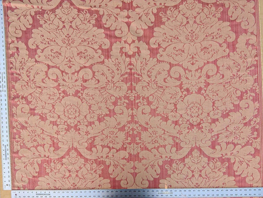 Scalamandre XVIII Century Two-Tone Coral Neoclassical Silk Lampas. Great For Drapery & Light Upholstery. Peach Beige MSRP USD 400/y